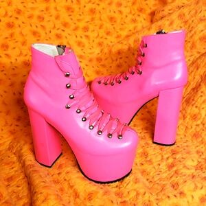 Pink Platform Ankle Boots